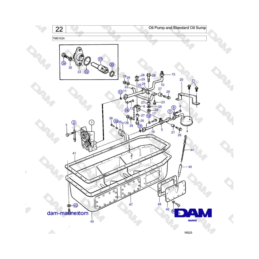 Volvo Penta TMD102A - Oil Pump and Standard Oil Sump 