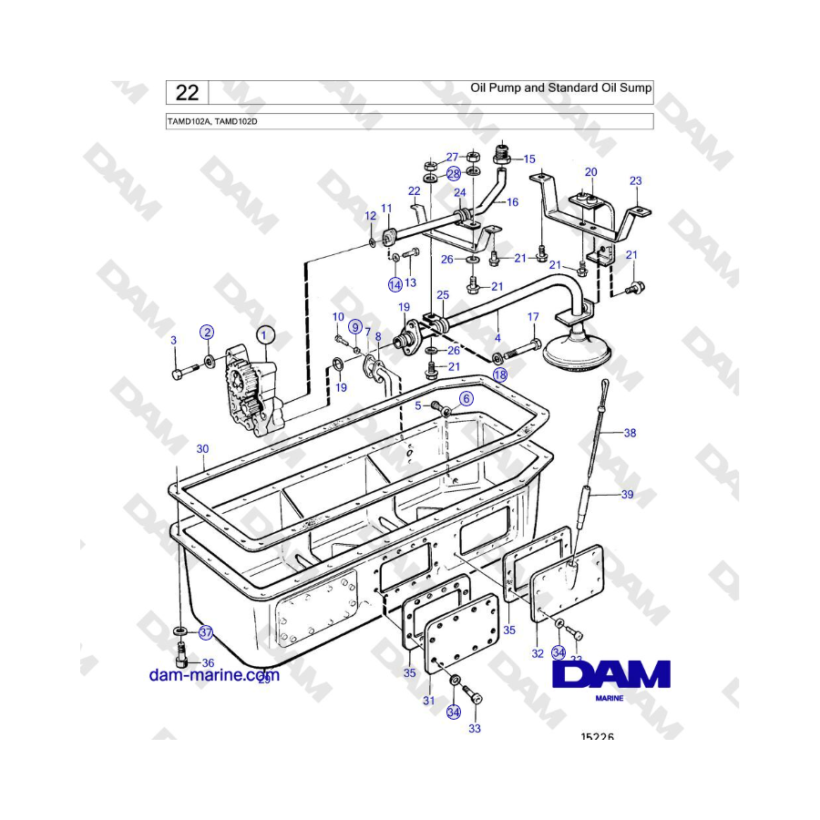 Volvo Penta TAMD102A, TAMD102D - Oil Pump and Standard Oil Sump
