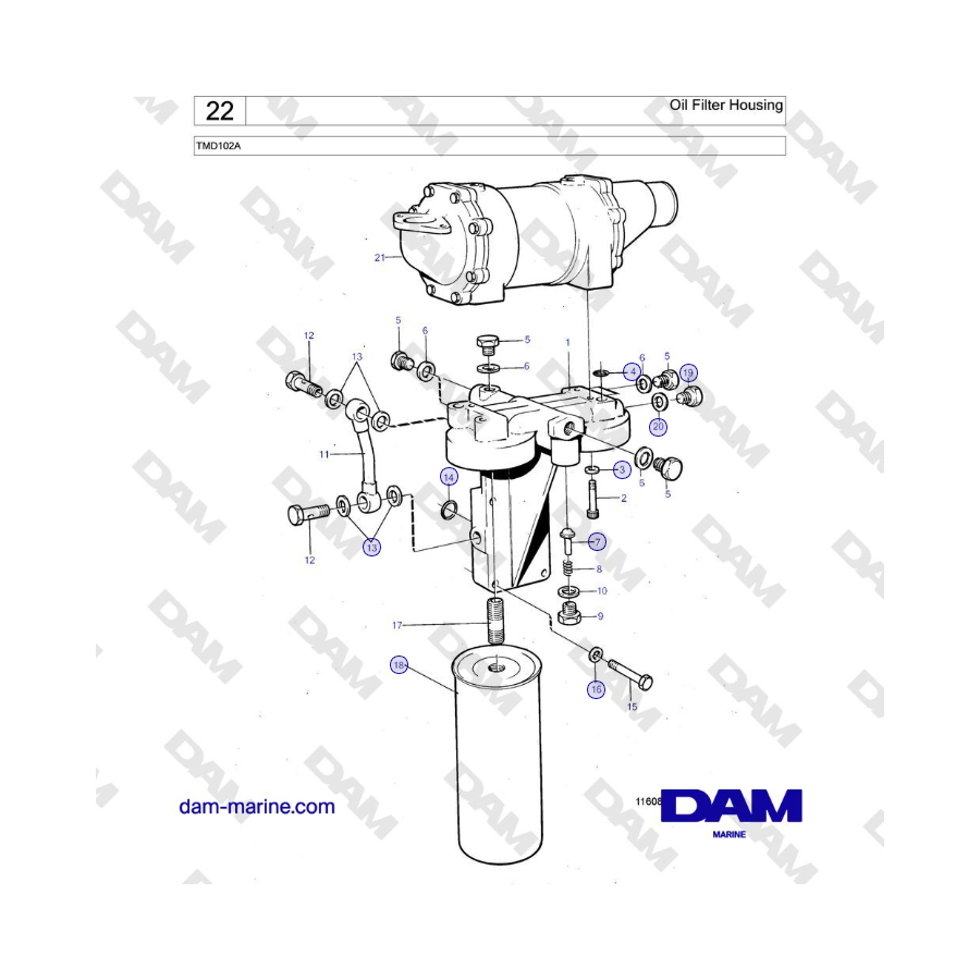 Volvo Penta TMD102A - Alloggiamento filtro olio