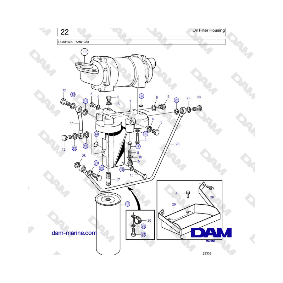Volvo Penta TAMD102A, TAMD102D - Oil Filter Housing