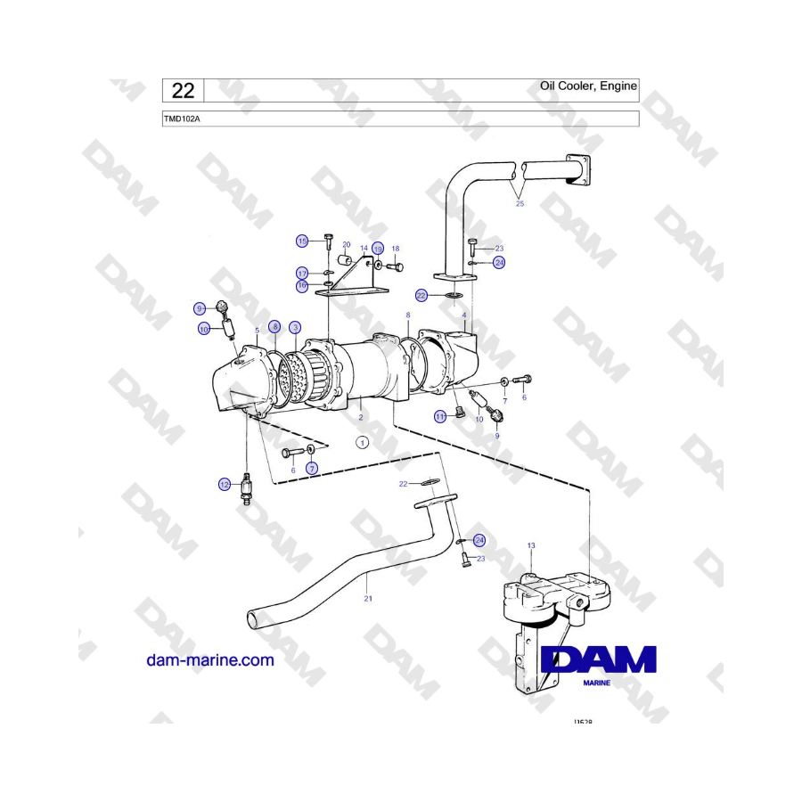 Volvo Penta TMD102A - Radiatore dell'olio, motore