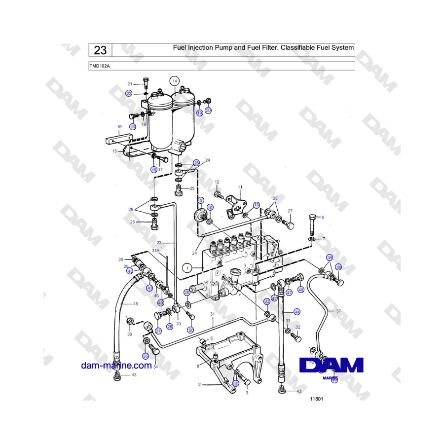 Volvo Penta TMD102A - Fuel Injection Pump and Fuel Filter. Classifiable Fuel System 