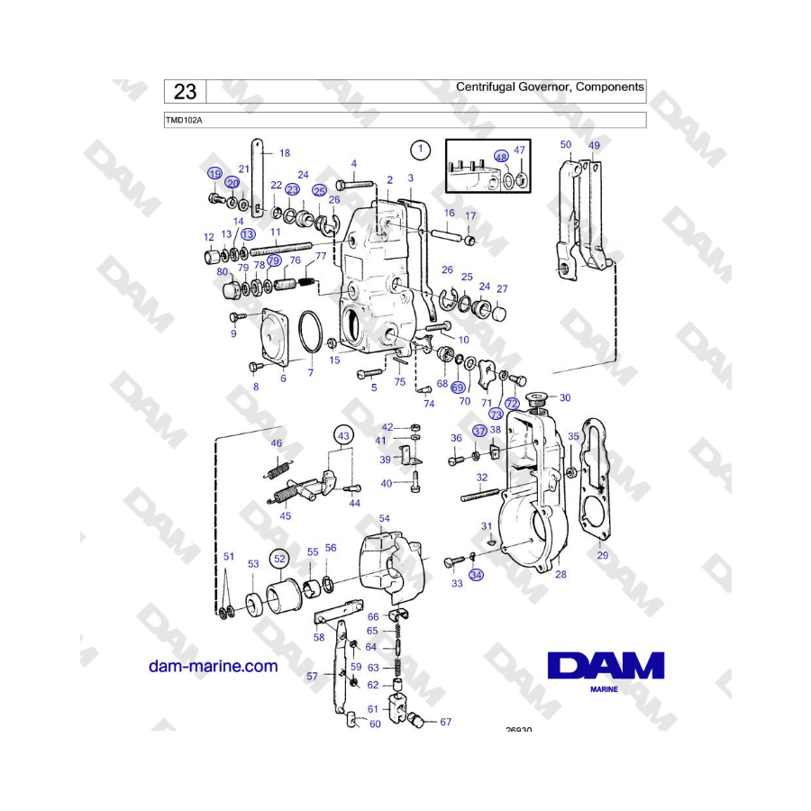Volvo Penta TMD102A - Centrifugal Governor, Components
