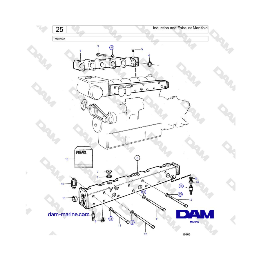 Volvo Penta TMD102A - Induction and Exhaust Manifold