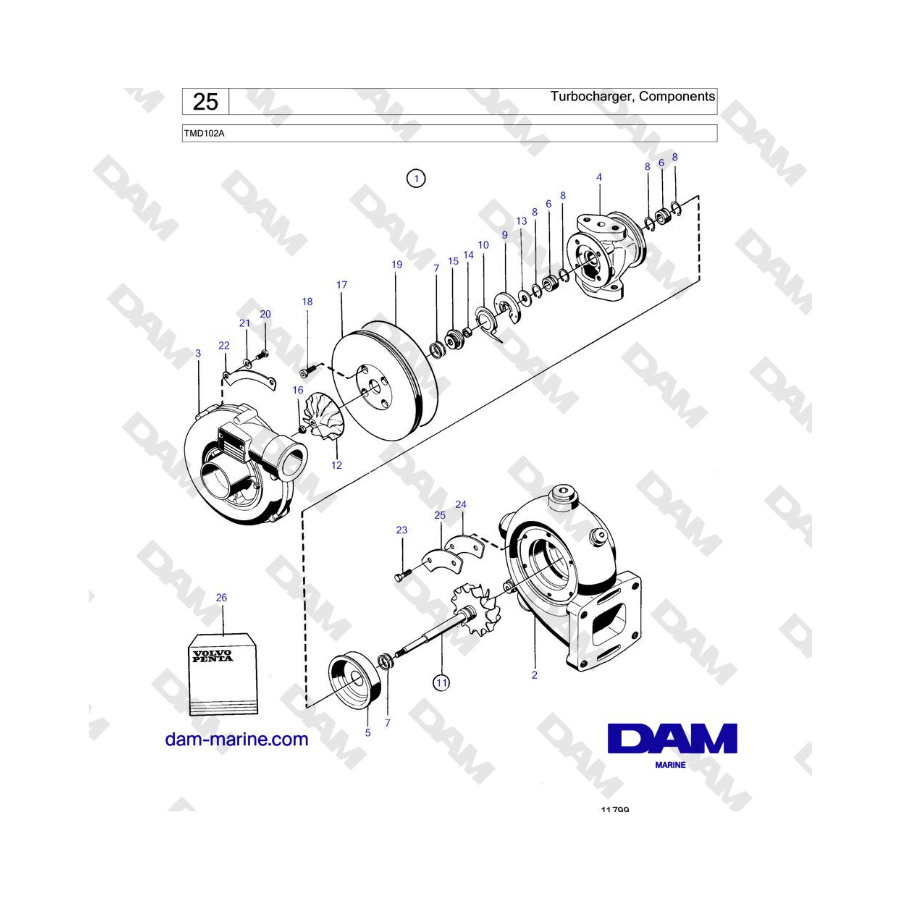 Volvo Penta TMD102A - Turbocompressore, Componenti