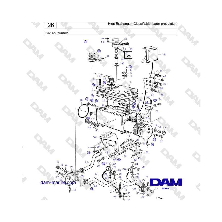 Volvo Penta TMD102A, TAMD102A - Intercambiador de calor, clasificable. Producción posterior 