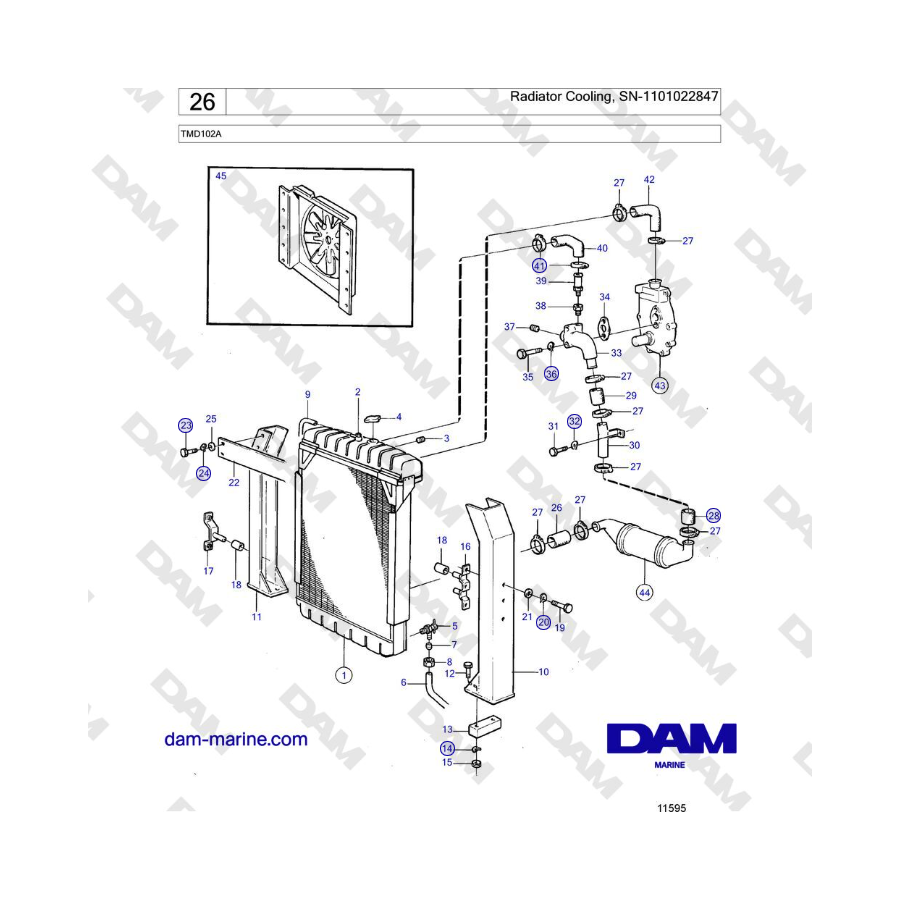 Volvo Penta TMD102A - Radiator Cooling, SN-1101022847 