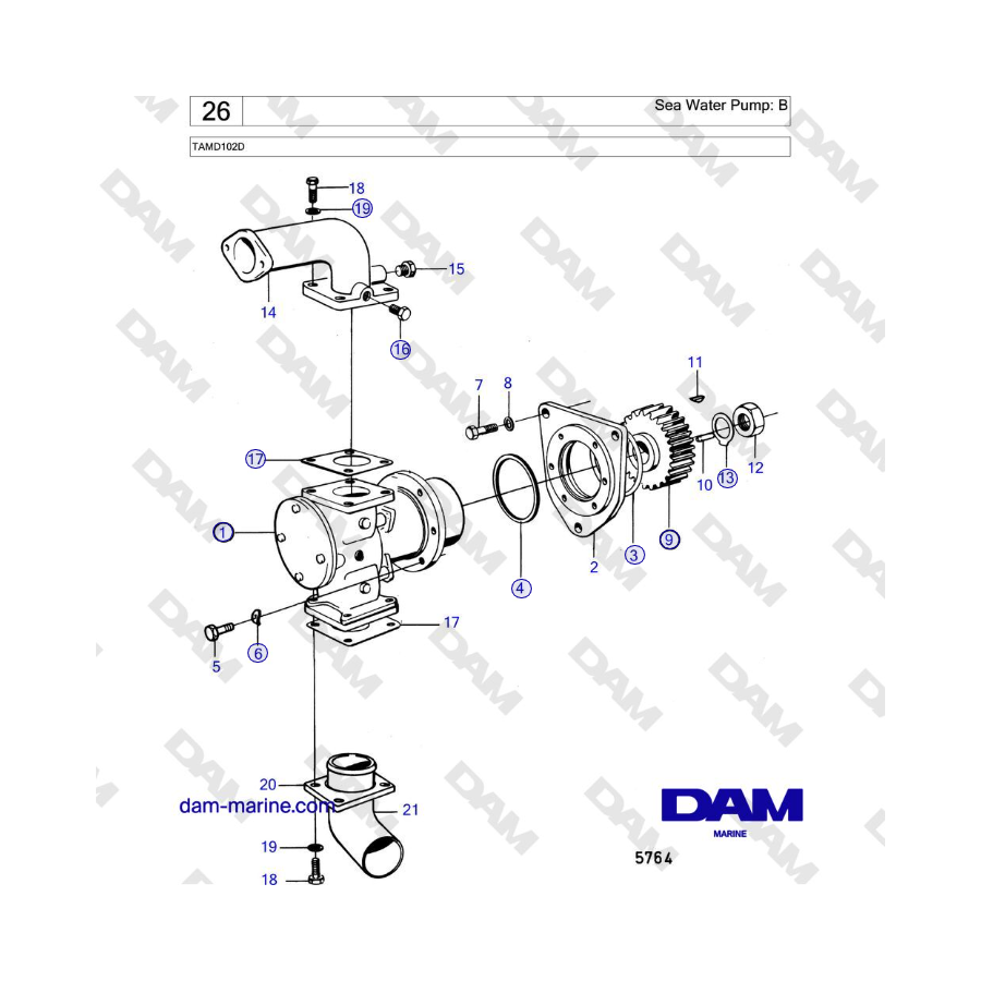 Volvo Penta TAMD102D - Bomba de agua de mar: B