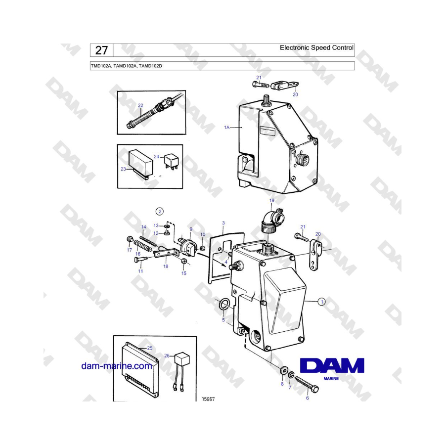 Volvo Penta TMD102A, TAMD102A, TAMD102D - Control electrónico de velocidad