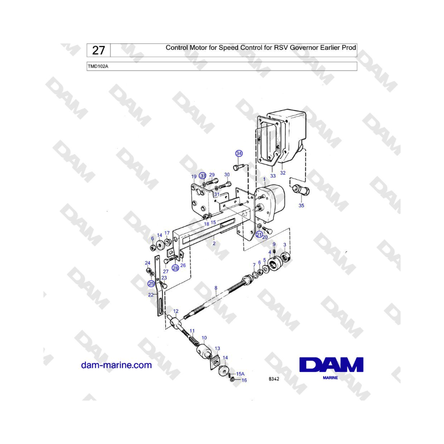Volvo Penta TMD102A - Motore di controllo per il controllo della velocità per il regolatore RSV (versione precedente)