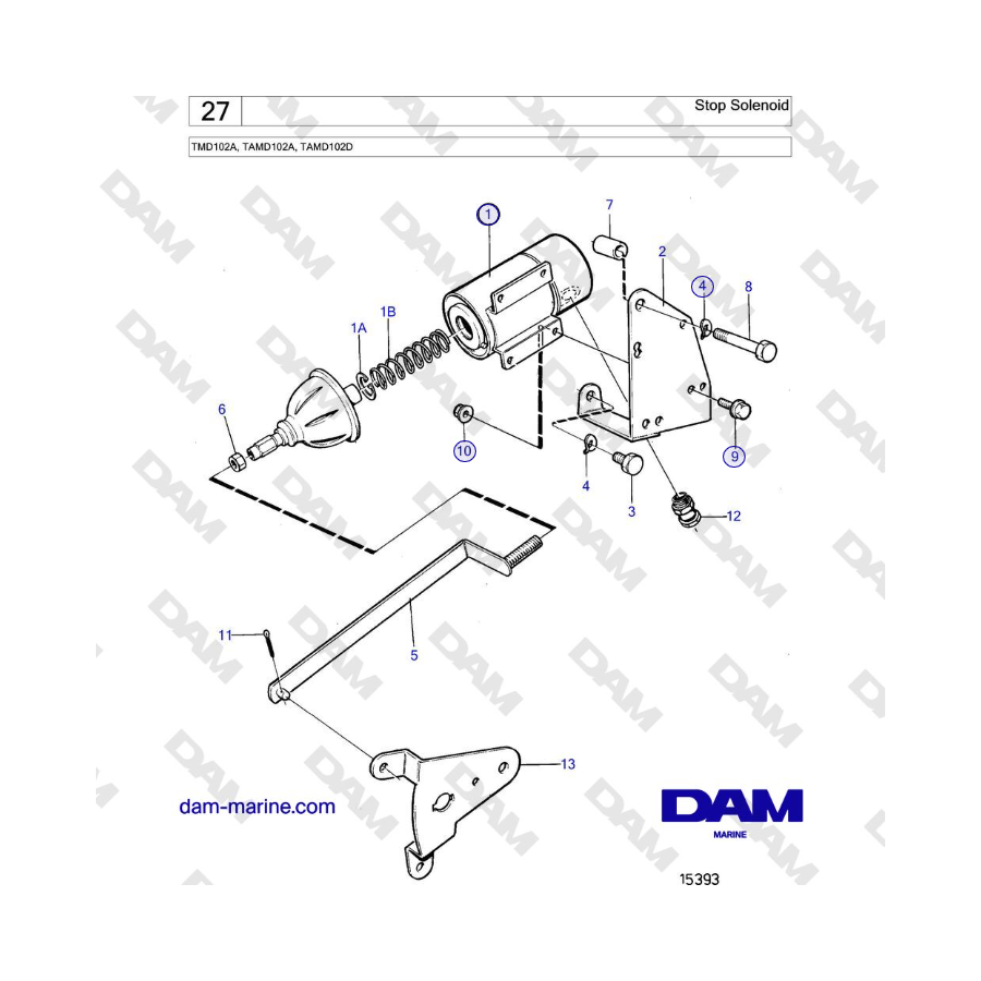 Solenoide de parada Volvo Penta TMD102A, TAMD102A, TAMD102D