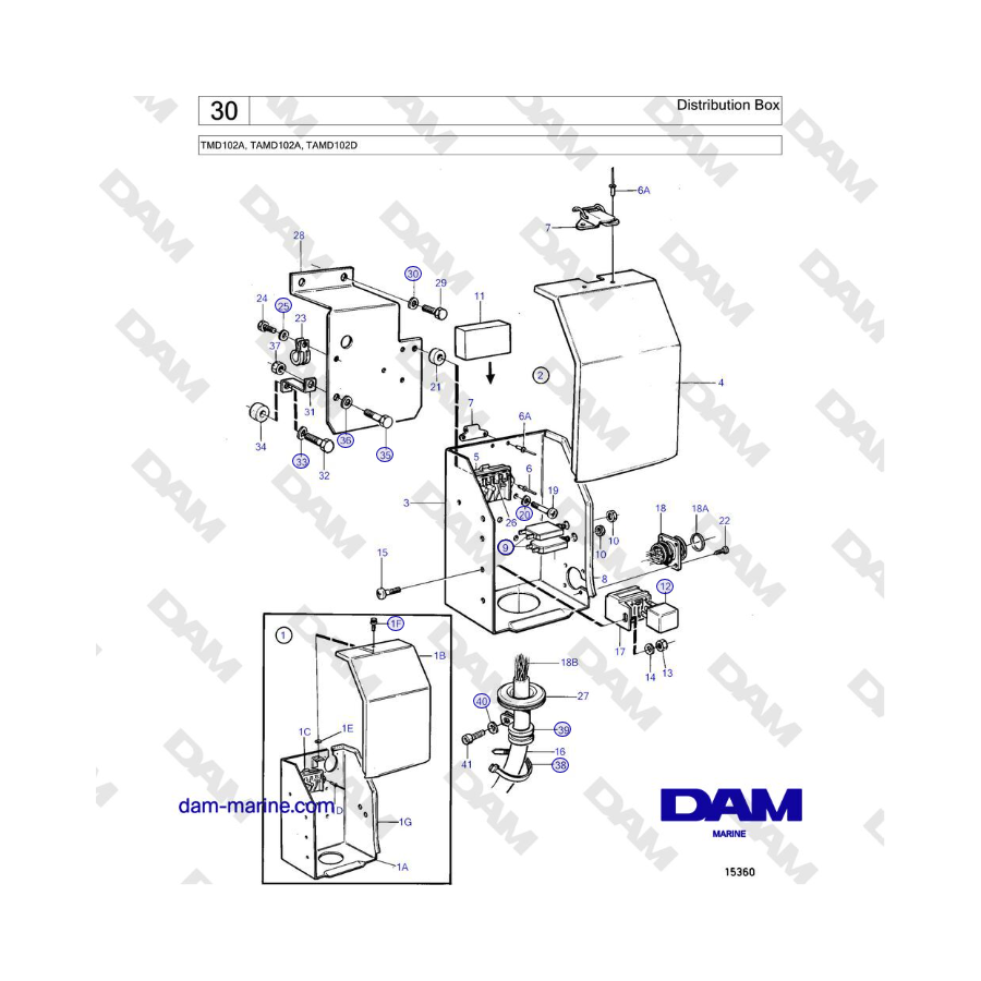 Volvo Penta TMD102A, TAMD102A, TAMD102D - Caja de distribución