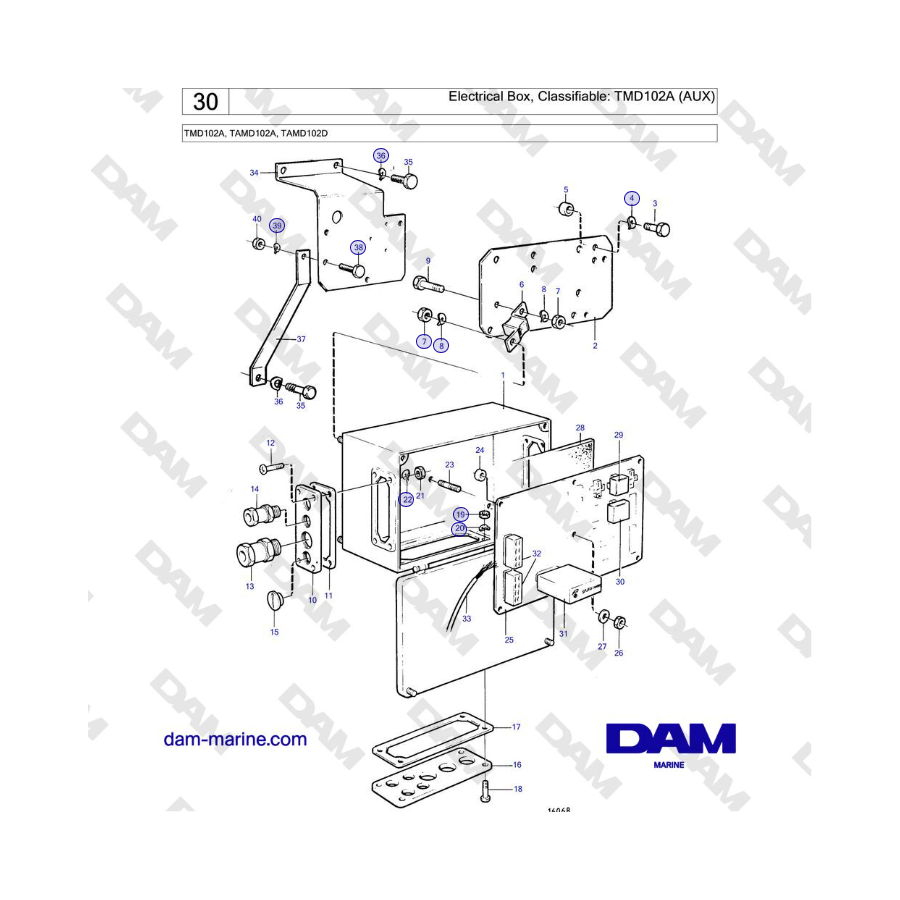 Volvo Penta TMD102A, TAMD102A, TAMD102D - Caja eléctrica, Clasificable: TMD102A (AUX)