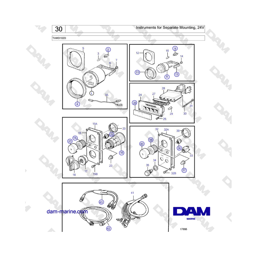 Volvo Penta TAMD102D - Instrumentos para montaje independiente, 24 V