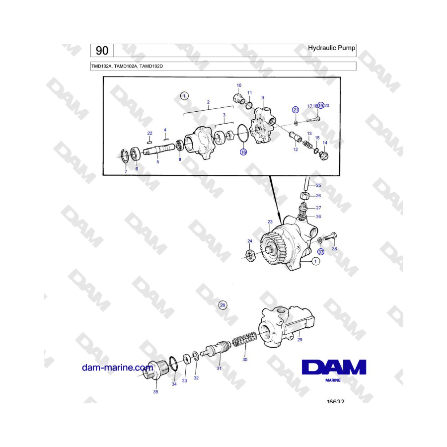 Volvo Penta TMD102A, TAMD102A, TAMD102D - Bomba hidráulica