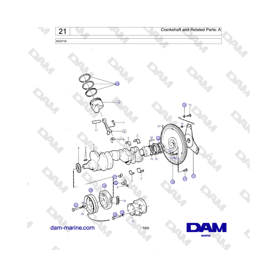 Volvo Penta AQ311A - Cigüeñal y piezas relacionadas: A