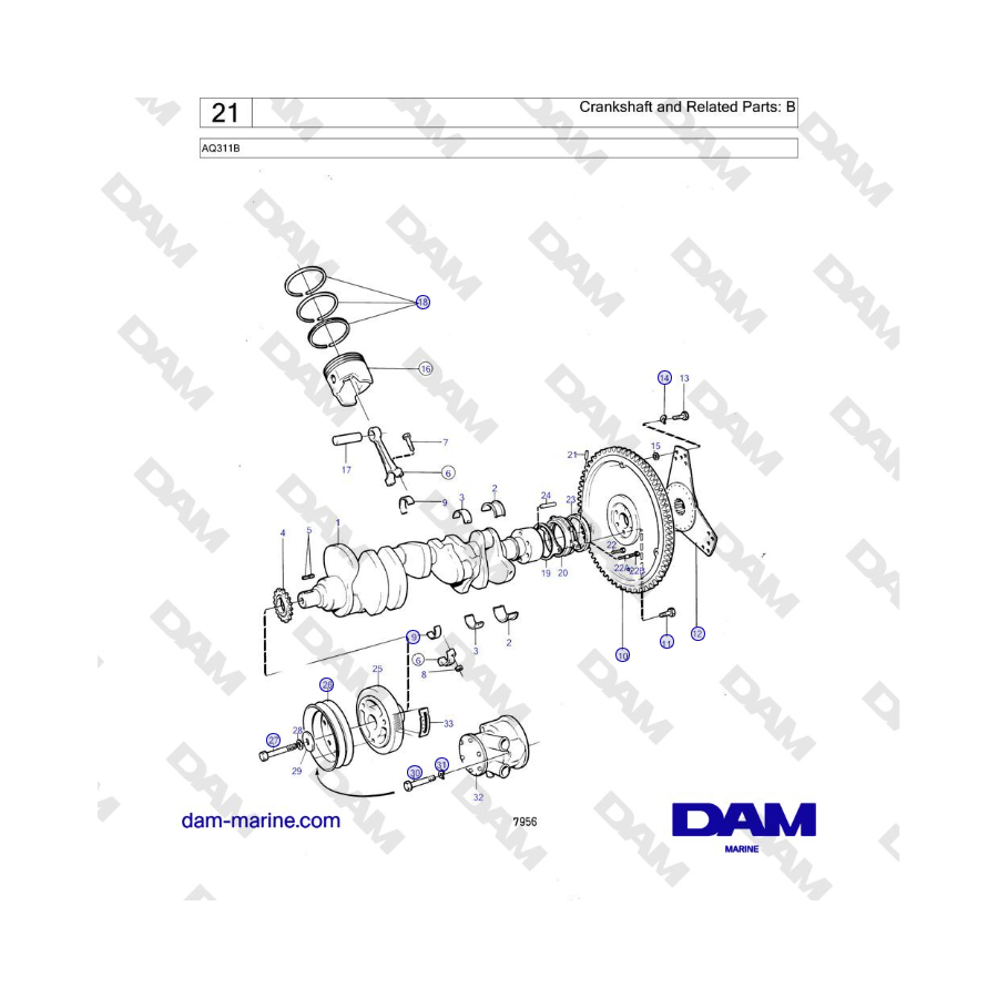 Volvo Penta AQ311B - Cigüeñal y piezas relacionadas: B 