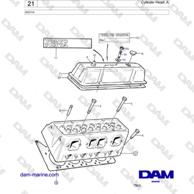 Volvo Penta AQ311A - Culata: A