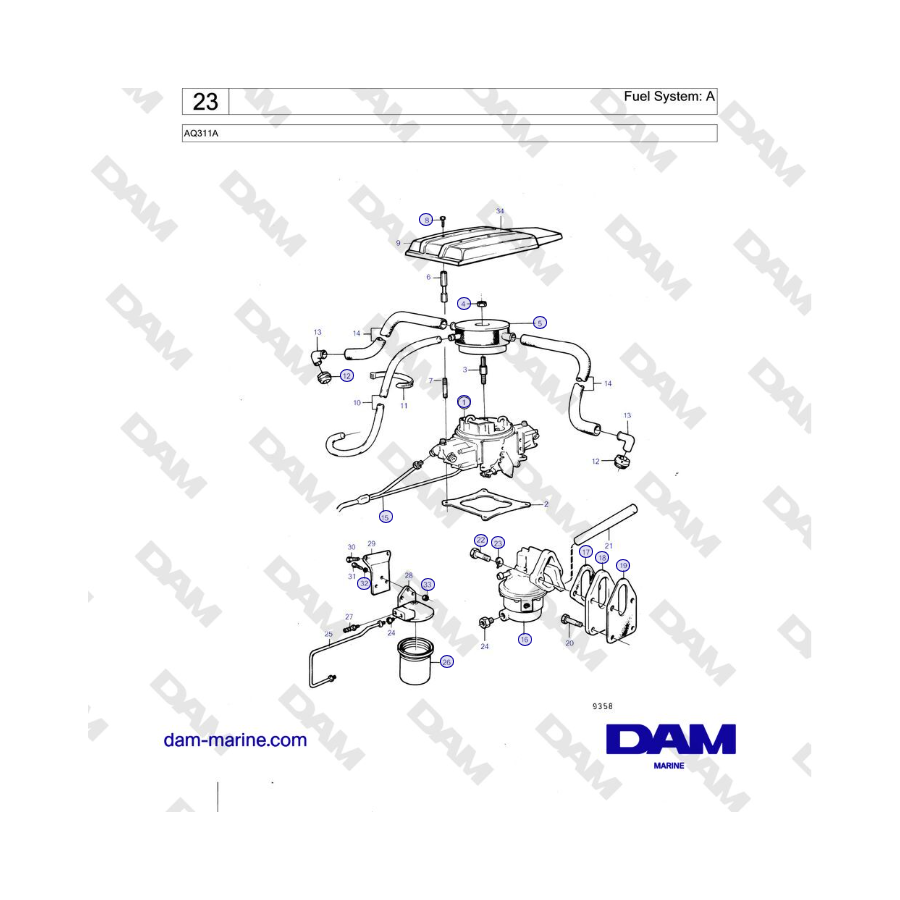 Volvo Penta AQ311A - Sistema de combustible: A