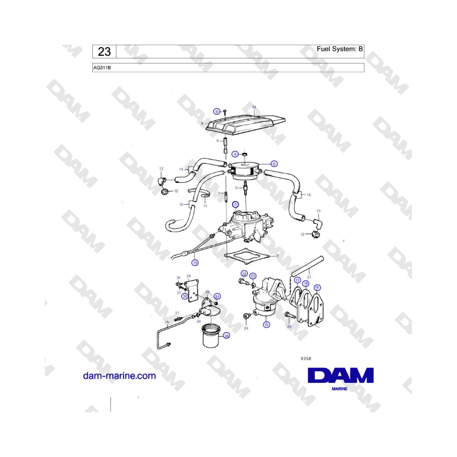 Volvo Penta AQ311B - Sistema de combustible: B