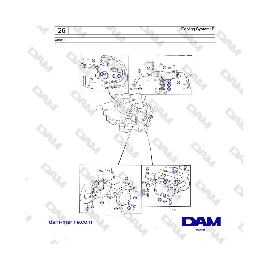 Volvo Penta AQ311B - Sistema de refrigeración: B