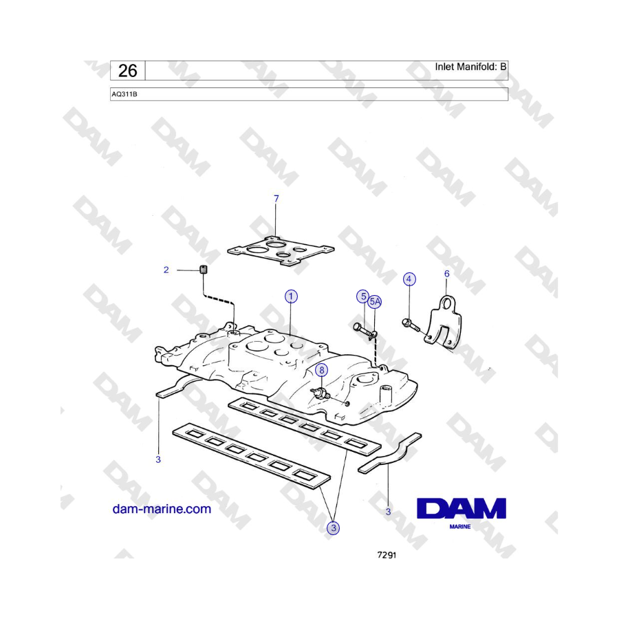 Volvo Penta AQ311B - Colector de admisión: B