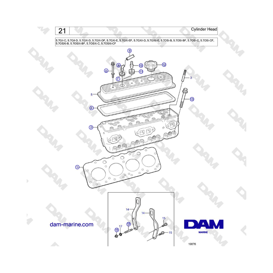 Volvo Penta 5.7L GI-C / 5.7L GI-D - Testata