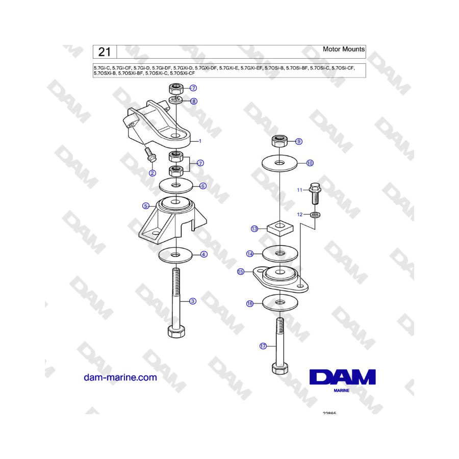 Volvo Penta 5.7L GI-C / 5.7L GI-D - Soportes de motor