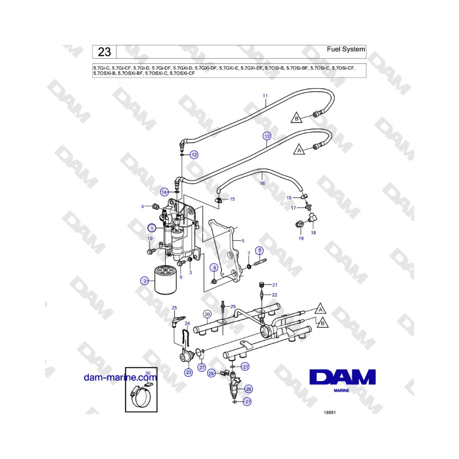 Volvo Penta 5.7L GI-C / 5.7L GI-D - Sistema di alimentazione