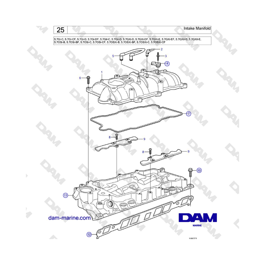 Volvo Penta 5.7L GI-C / 5.7L GI-D - Collettore di aspirazione