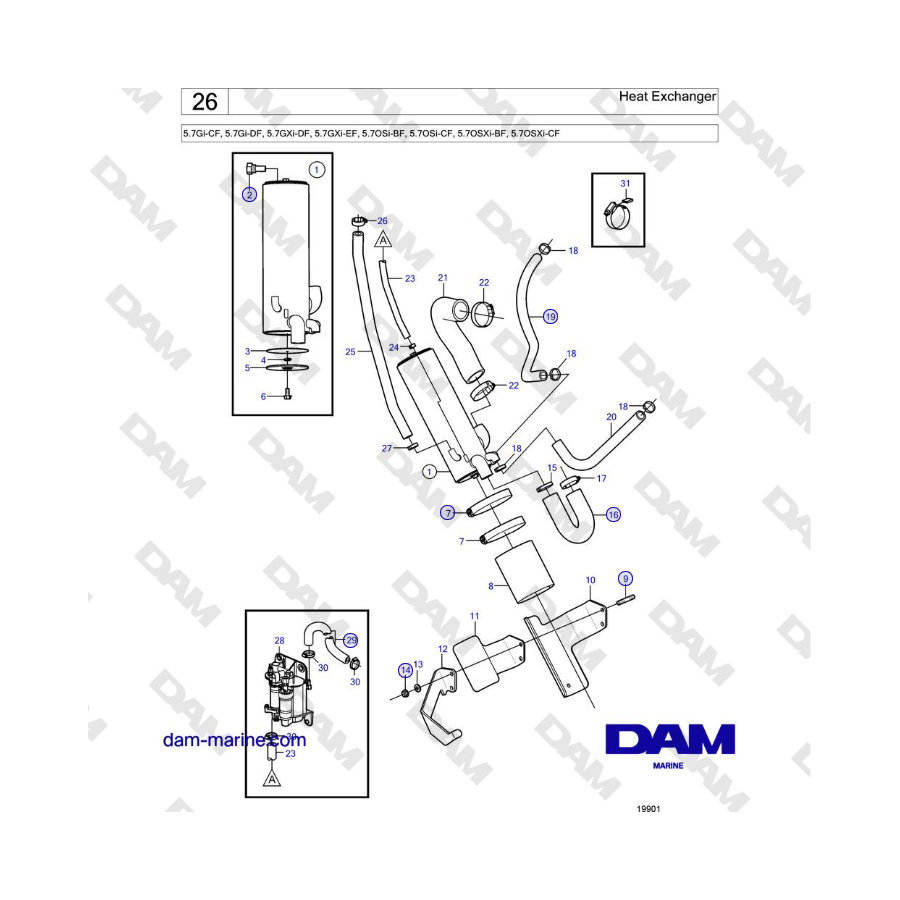 Volvo Penta 5.7L GI-C / 5.7L GI-D - Scambiatore di calore