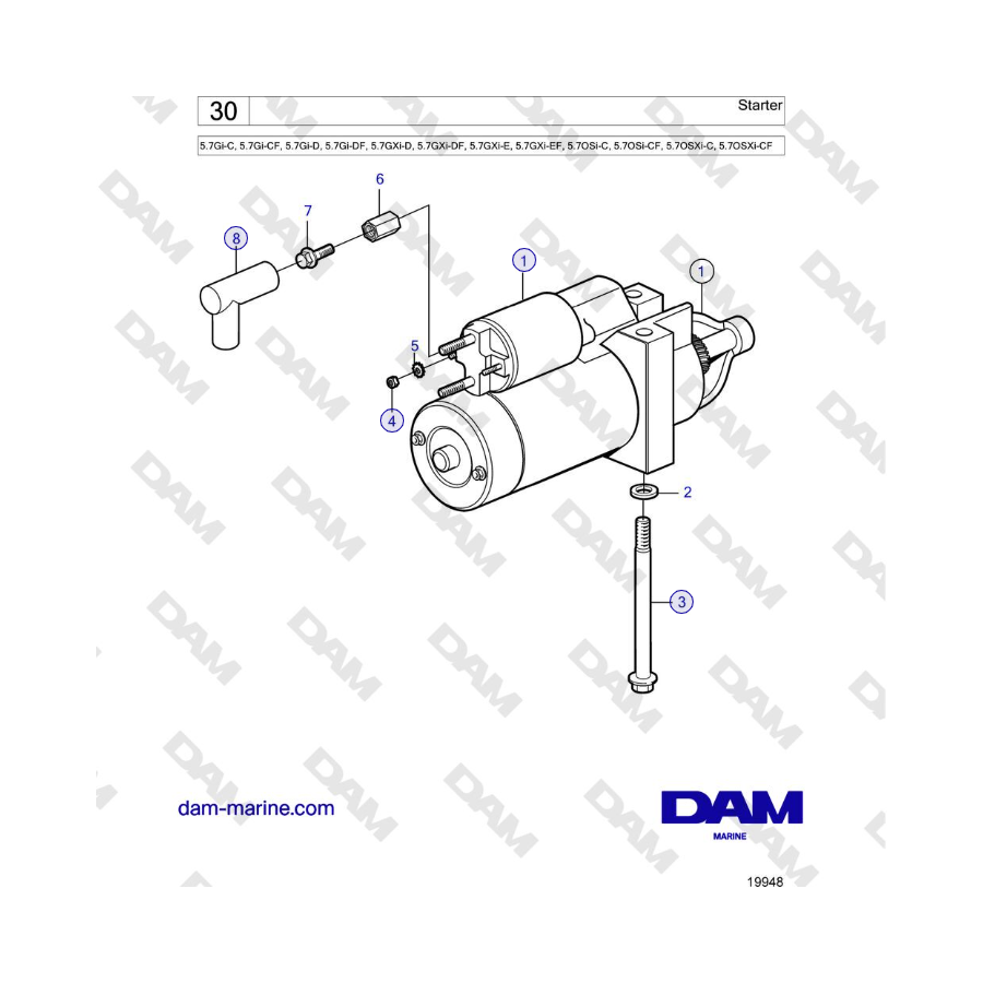 Volvo Penta 5.7L GI-C / 5.7L GI-D - Arranque