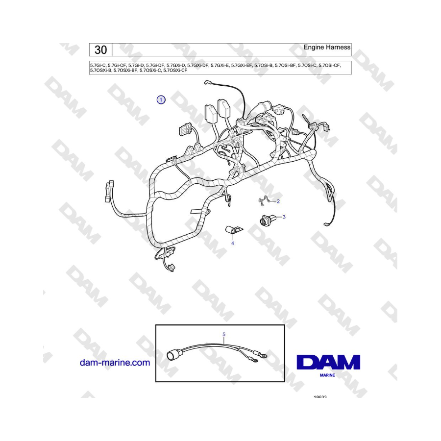 Volvo Penta 5.7L GI-C / 5.7L GI-D - Arnés del motor