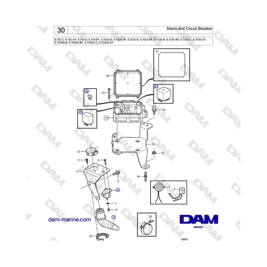 Volvo Penta 5.7L GI-C / 5.7L GI-D - Allarme e interruttore automatico