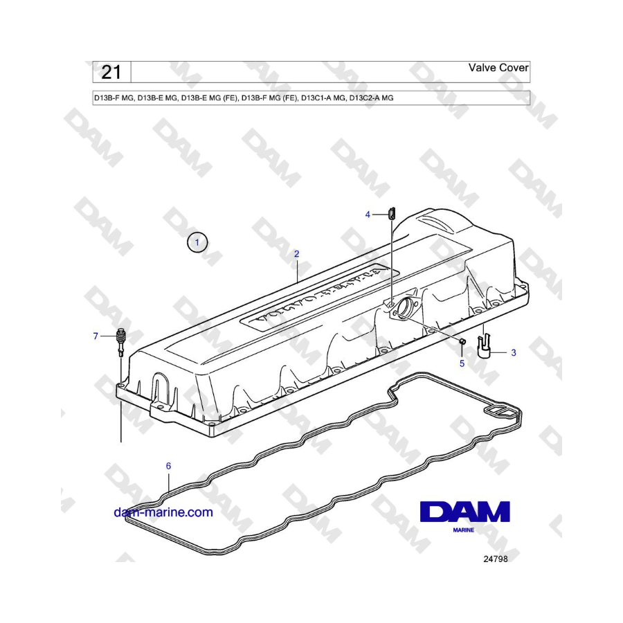 Volvo Penta D13B - Tapa de válvulas