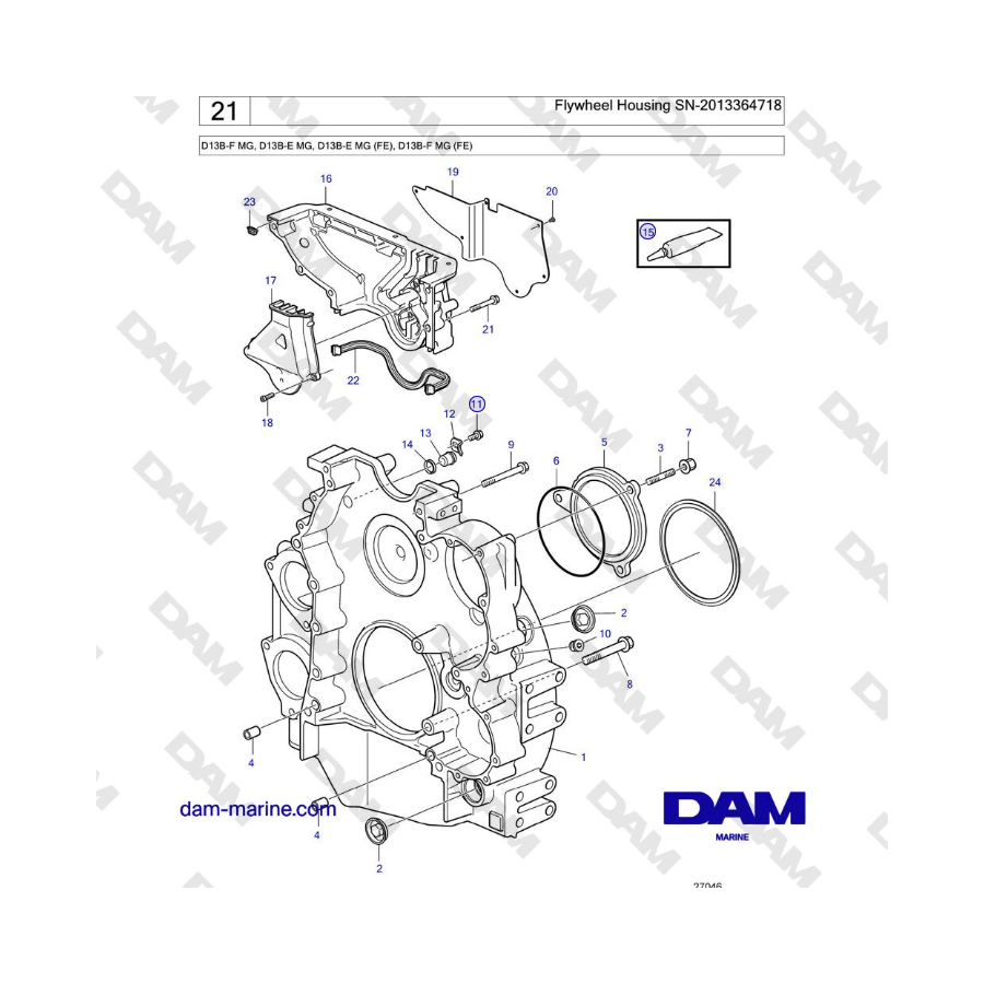Volvo Penta D13B - Carcasa del volante SN-2013364718