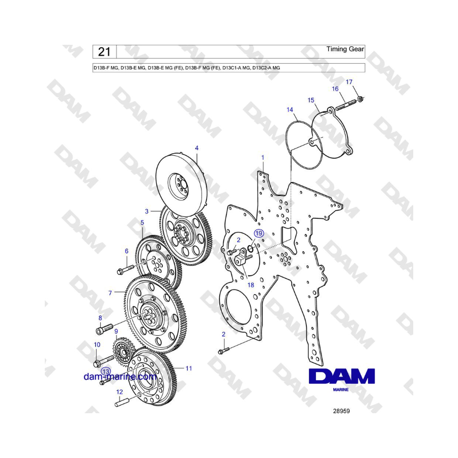 Volvo Penta D13B - Ingranaggio di distribuzione