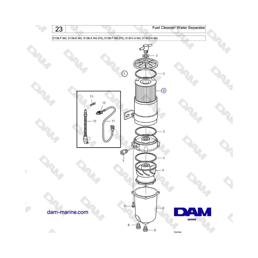 Volvo Penta D13B - Limpiador de combustible/Separador de agua