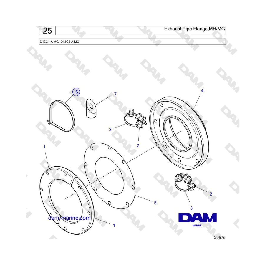 Volvo Penta D13B - Brida del tubo de escape