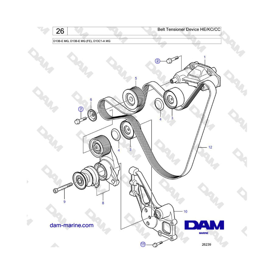 Volvo Penta D13B - Dispositivo tensor de correa