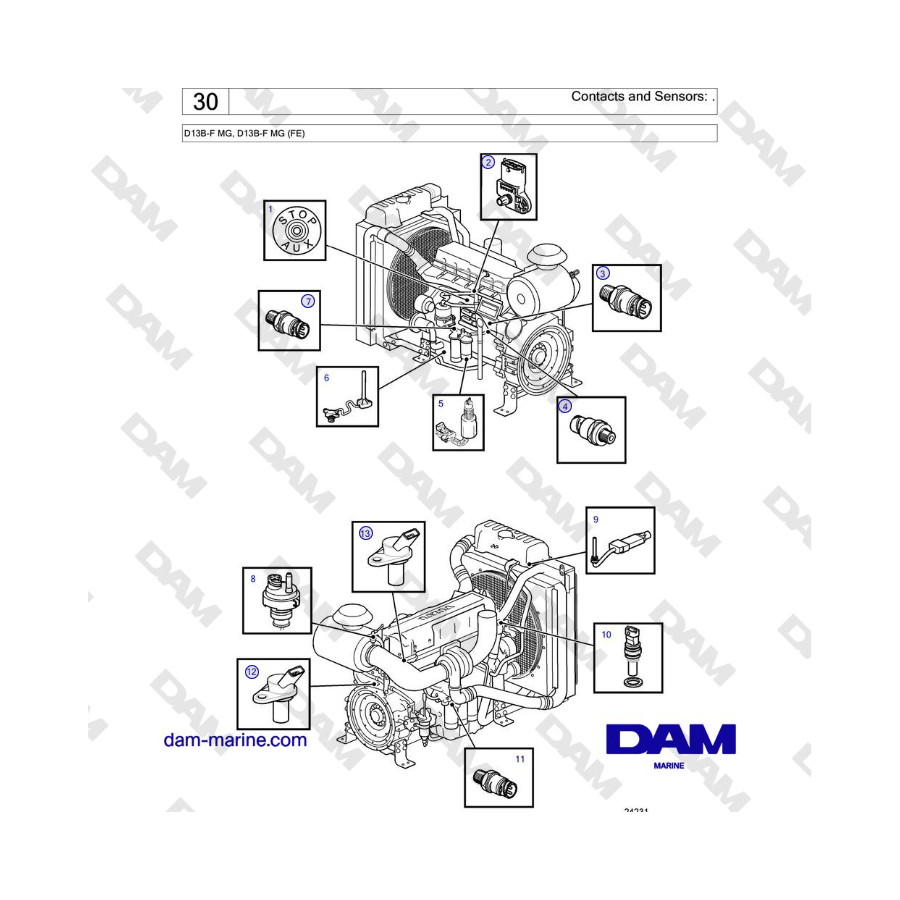 Volvo Penta D13B - Contactos y sensores