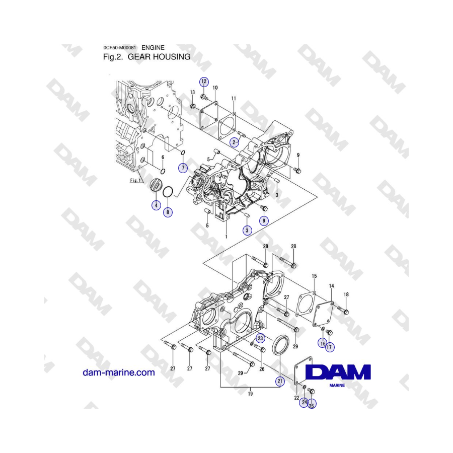 Yanmar 4JH45/4JH57 - SCATOLA INGRANAGGI