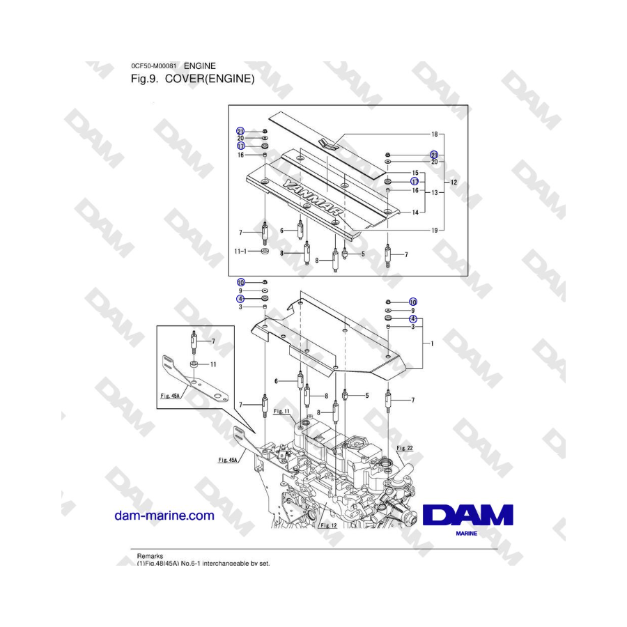 Yanmar 4JH45/4JH57 - CUBIERTA (MOTOR)