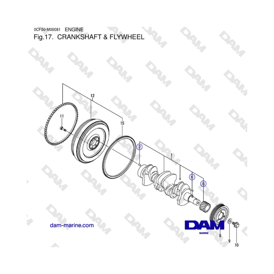 Yanmar 4JH45/4JH57 - CRANKSHAFT & FLYWHEEL