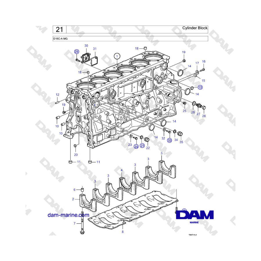 Volvo Penta D16C-A MG - Cylinder Block