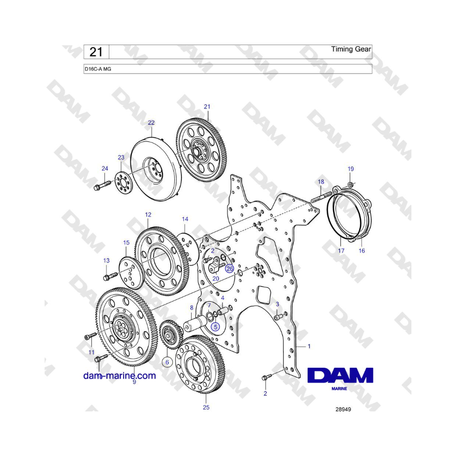 Volvo Penta D16C-A MG - Engranaje de distribución 