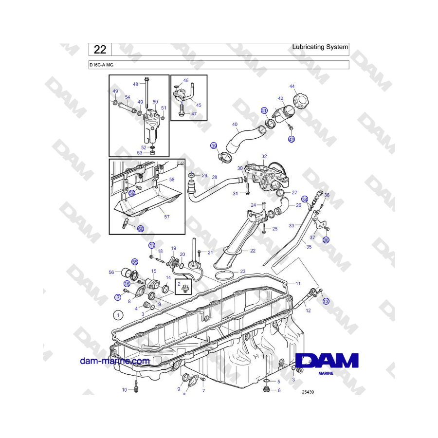 Volvo Penta D16C-A MG - Sistema de lubricación 