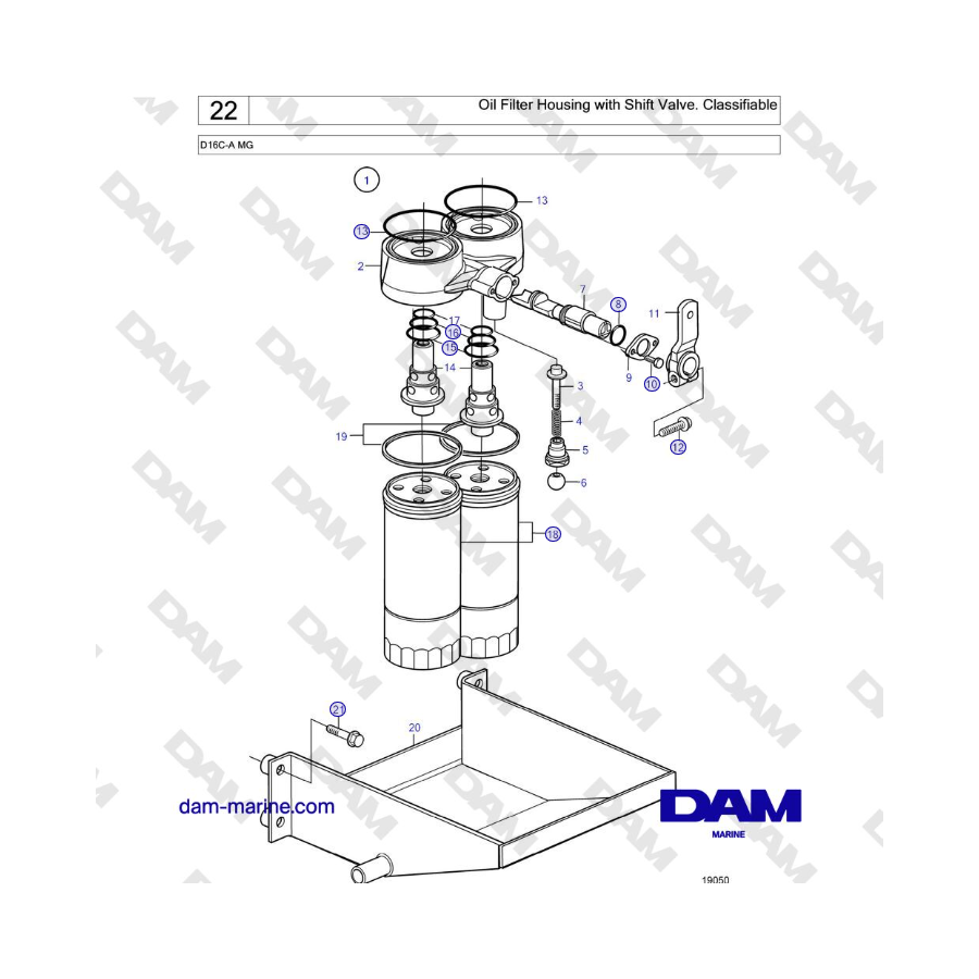 Volvo Penta D16C-A MG - Carcasa del filtro de aceite con válvula de cambio. Clasificable