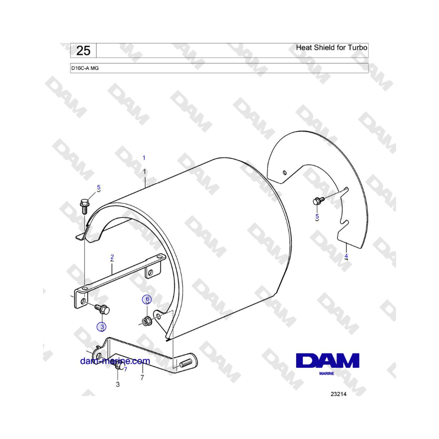 Volvo Penta D16C-A MG - Scudo termico per turbo 