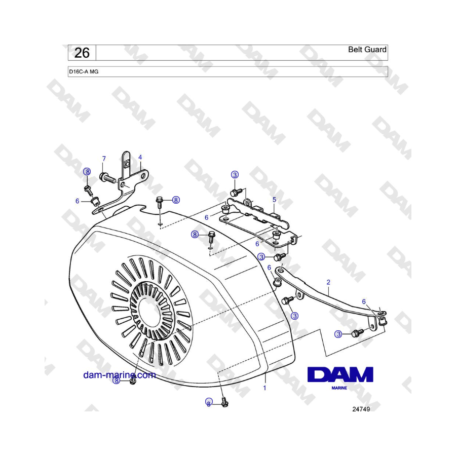 Volvo Penta D16C-A MG - Protezione cinghia